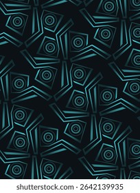 Futuristic Geometric Pattern in Neon Blue