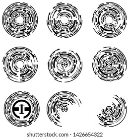 Futuristic Geometric radial element on white background