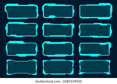 Futuristic geometric shape abstract frame design technology Hi tech banners text boxes.