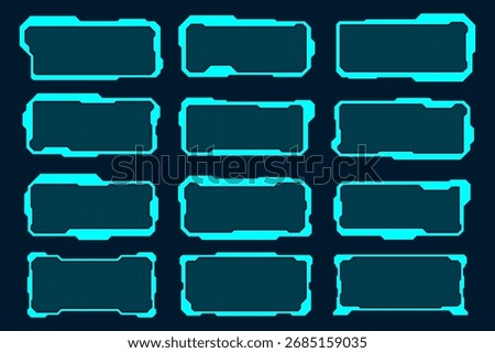 Futuristic geometric shape abstract frame design technology Hi tech banners text boxes.