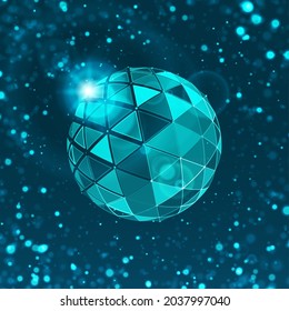 Futuristic geometric sphere in abstract glowing style. Graphic concept for your design.