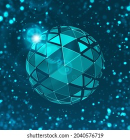 Futuristic geometric sphere in abstract glowing style. Graphic concept for your design.