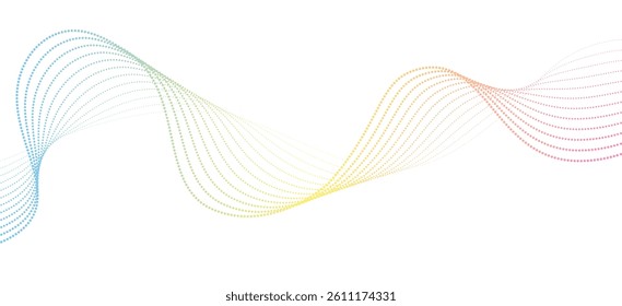 Futuristic geometric vector abstract shapes neon halftone smooth wavy dotted lines gradient curved stripes. Modern design for equalizer, audio recording, voice assistant.