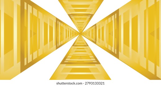 Futuristic geometric vector background featuring a monochrome 3D perspective tunnel with sharp interlocking triangle patterns and linear chevron grid corridor for tech and gaming UI layouts