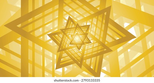 Futuristic geometric vector background featuring a monochrome 3D perspective tunnel with sharp interlocking triangle patterns and linear chevron grid corridor for tech and gaming UI layouts