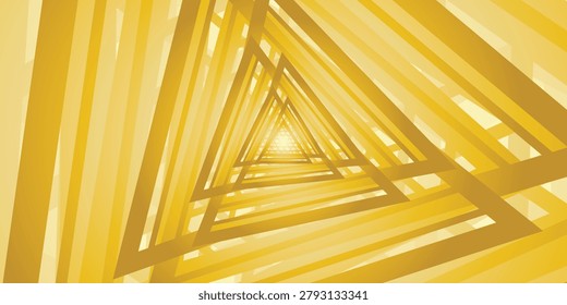 Futuristic geometric vector background featuring a monochrome 3D perspective tunnel with sharp interlocking triangle patterns and linear chevron grid corridor for tech and gaming UI layouts