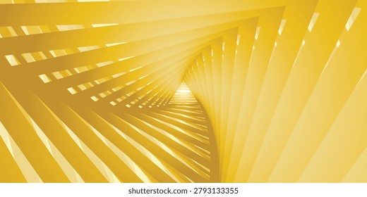 Futuristic geometric vector background featuring a monochrome 3D perspective tunnel with sharp interlocking triangle patterns and linear chevron grid corridor for tech and gaming UI layouts