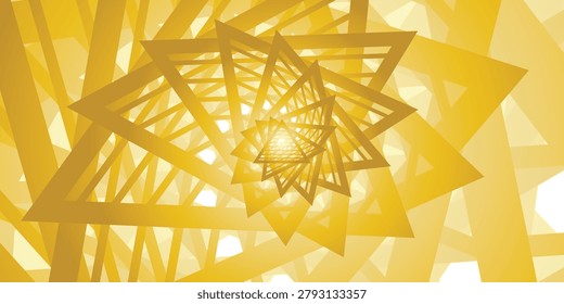 Futuristic geometric vector background featuring a monochrome 3D perspective tunnel with sharp interlocking triangle patterns and linear chevron grid corridor for tech and gaming UI layouts