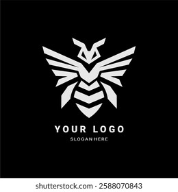 A futuristic geometric wasp logo with sharp angles and bold symmetry. Ideal for tech, esports, branding, and aggressive design concepts, symbolizing power, speed, and precision.