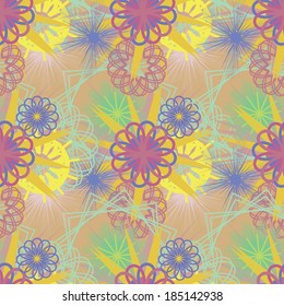 futuristic geometrical flower pattern, seamless vector background