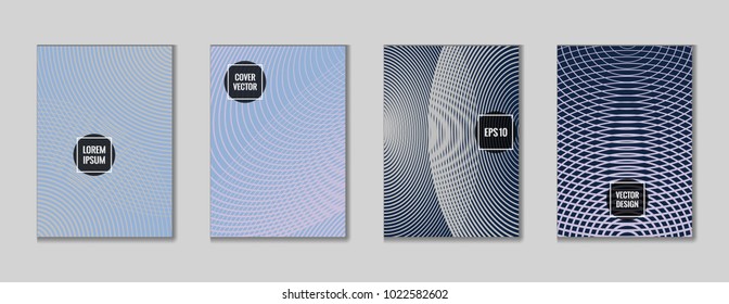 Futuristic geometrical lines notebook cover background. Minimalistic notepad cover template set. Colorful title page vector for corporate notebook, dairy or notepad.