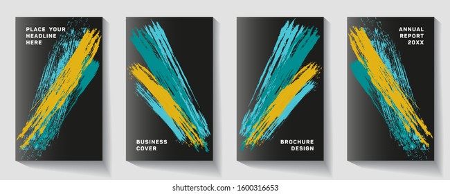 Futuristic geometrical lines notebook cover vector. Minimalistic notepad cover template. Colorful title page backdrop for student, dairy or notepad.