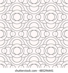 Futuristic Geometry Seamless Vector Pattern made of lines. Pattern with round forms. Pattern with dotted line. Geometric repeating pattern