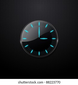 Futuristic Glass Clock On Black Background