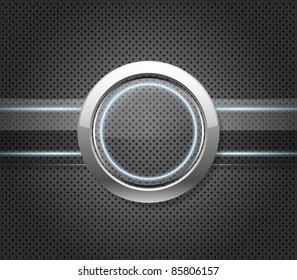 Futuristic glass plate on metal background