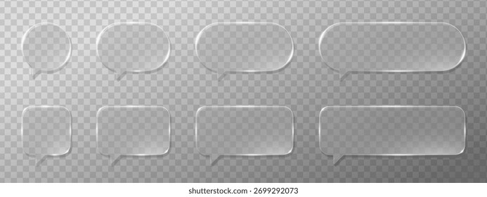 Futuristische Glasmorphismus-Schnittstelle mit holografischen Blasen und glänzenden Platten. Transparentes 3D-Glasmorphismus-Vektordesign mit Flüssigkristalltextur. Perfekt für moderne App-UI oder Web-Vorlagen.