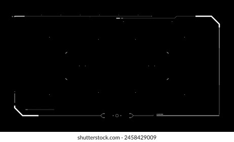 Futuristic glitch HUD aim. Cyberpunk style distorted HUD screen. Tech user interface hologram screen for game, movie, sci-fi, drone footage, VR etc. Overlay template. Cyberpunk concept.