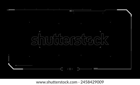 Futuristic glitch HUD aim. Cyberpunk style distorted HUD screen. Tech user interface hologram screen for game, movie, sci-fi, drone footage, VR etc. Overlay template. Cyberpunk concept.
