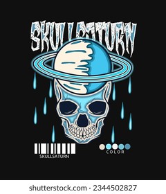 Futuristic Glitch Skull Artwork with Neon Purple and Blue Vaporwave Aesthetic. Cyberpunk Techwear Style for Streetwear Fashion and Poster Design