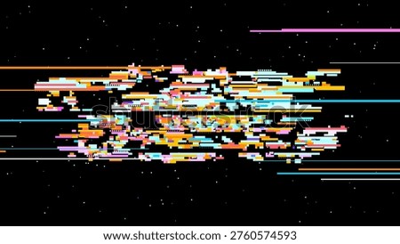 Futuristic glitch vector showing digital transformation, signal noise mood and red pink highlights for modern tech design. Ideal for tech branding, UI, and sci-fi graphics.