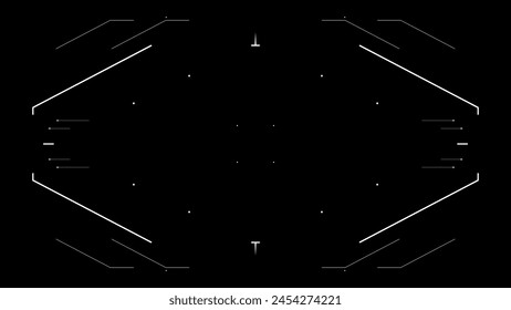 Futuristic glitchy HUD aim. Cyberpunk style distorted HUD screen. Tech user interface hologram screen for game, movie, drone footage, VR etc. Overlay template. Cyber concept.