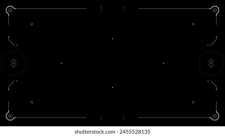 Futurista glitchy HUD objetivo. Pantalla HUD distorsionada de estilo Cyberpunk. Video Pantalla de holograma de interfaz de usuario de tecnología para juegos, películas, ciencia ficción, drones Plantilla de superposición. El concepto Cyberpunk.