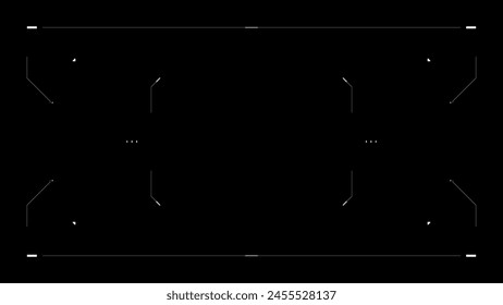 Futuristic glitchy HUD aim. Cyberpunk style distorted HUD screen. Tech user interface hologram screen for game, movie, sci-fi, drone footage, VR etc. Overlay template. Tech concept.