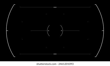 Futurista glitchy HUD objetivo. Pantalla HUD distorsionada de estilo Cyberpunk. Video Pantalla con problemas de holograma de interfaz de usuario de tecnología para juegos, películas, ciencia ficción, drones Plantilla de superposición. Concepto tecnológico.