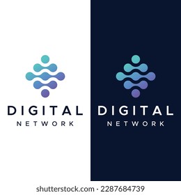 Logo futurista de datos globales o red de internet moderna. Logotipo para negocios, web, tecnología.