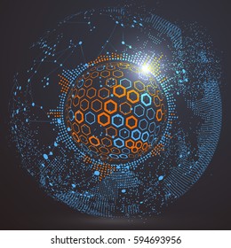 Futuristic globalization interface, a sense of science and technology abstract graphics.
