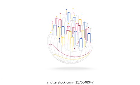 Futuristic Globe Big Data Tech Elements Abstract Background