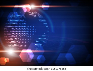 Futuristic Globe with circuit board, vector technology background