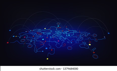 Futuristic globe data connect elements abstract vector background