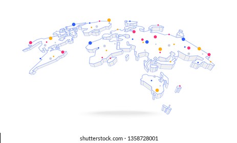 Futuristic Globe Data Network Connection Elements Abstract Background