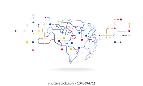 Futuristic Globe Data Network Elements Abstract Background