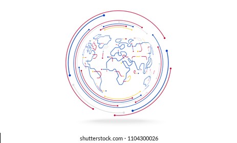 futuristic globe data network elements abstract background