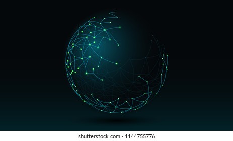 futuristic globe data network elements abstract background