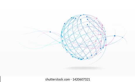 Futuristic globe data network elements abstract vector background