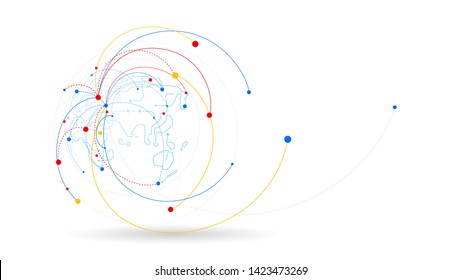 Futuristic globe data network elements abstract background
