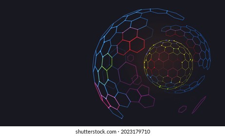 Futuristic Globe Data Network Hexagonal Science Tech Background