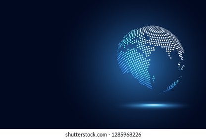 Futuristic globe digital transformation abstract technology background. Big data earth and business and investment economy. Vector illustration
