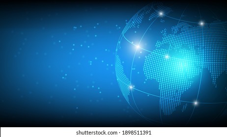 Futuristic Globe Digital Transformation Abstract Technology With Blue Background. Tempate For Economy Business And Investment,Vector Illustration