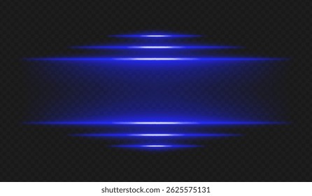 Futuristic glow. Horizontal blue rays radiate from center forming tech-inspired layout with neon color scheme for UI, interface, energy or cyber theme.