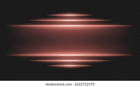 Futuristic glow. Horizontal red rays radiate from center forming tech-inspired layout with neon color scheme for UI, interface, energy or cyber theme.