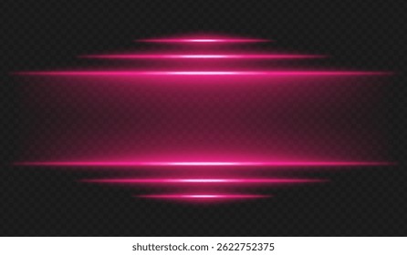 Futuristic glow. Horizontal violet rays radiate from center forming tech-inspired layout with neon color scheme for UI, interface, energy or cyber theme.