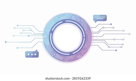 Futuristic glowing blue and purple digital network connection visualization with flowing lines and nodes