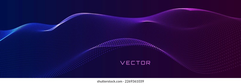 Futuristic Glowing Digital Wave. Water Drop Concept. Water Circle Ripples Particles Background. Modern Wireframe Mesh Vector Illustration.