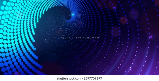 Futuristic glowing dotted with lighting effect sparkle on dark background. Galaxy concept. Vector illustration