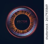 Futuristic glowing eye with radial light streaks and energy pulse in a circular iris form. 