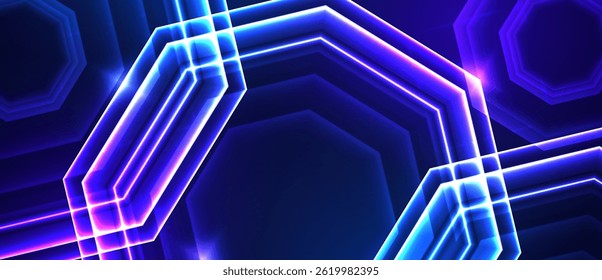 Futuristic glowing hexagons in digital blue tones abstract background